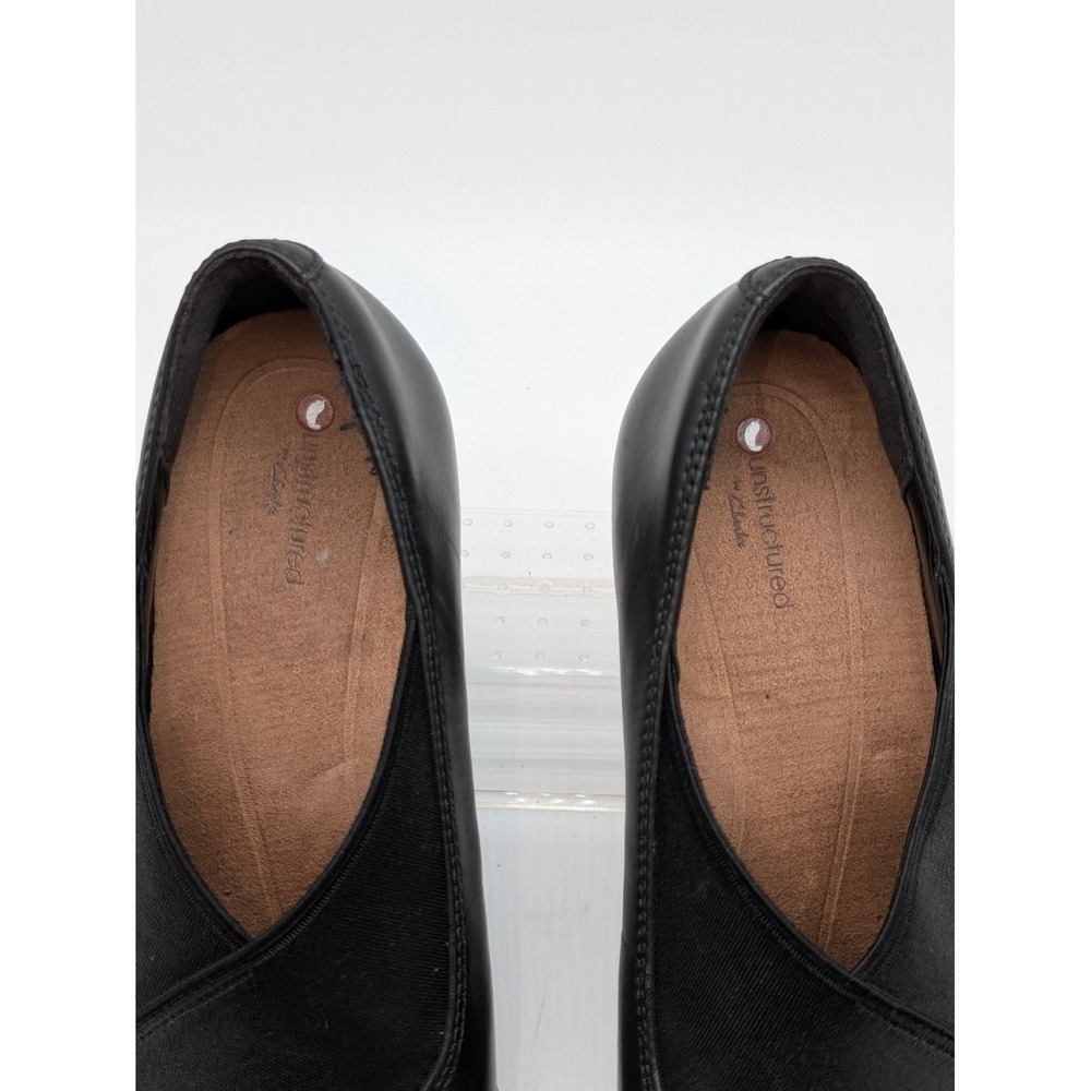 Clarks Unstructured Black Leather Comfort Pumps Low Heel Slip On Women's 7M - Picture 5 of 12